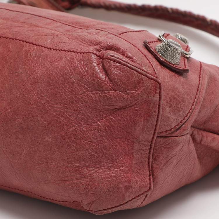 Pre Owned Balenciaga Light Pink Leather GSH Day Hobo