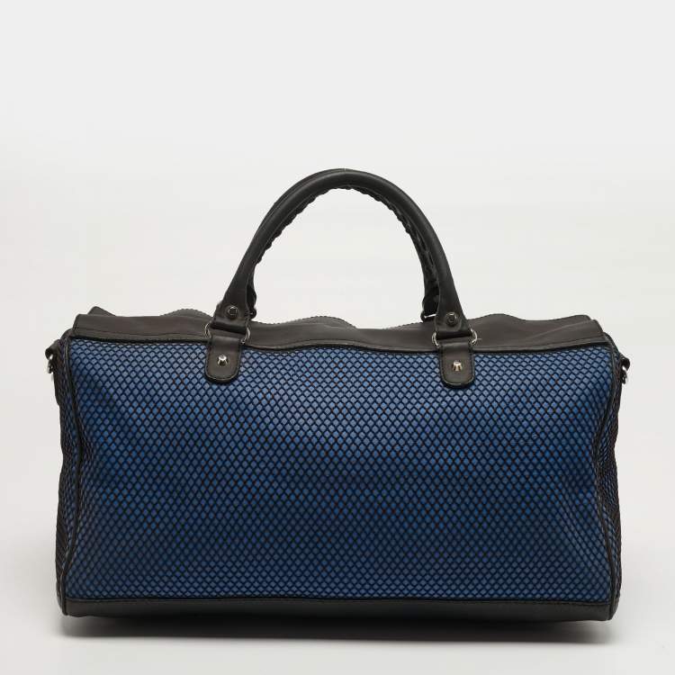 Pre Owned Balenciaga Squash Blue/Black Mesh Nylon and Leather Duffel Bag