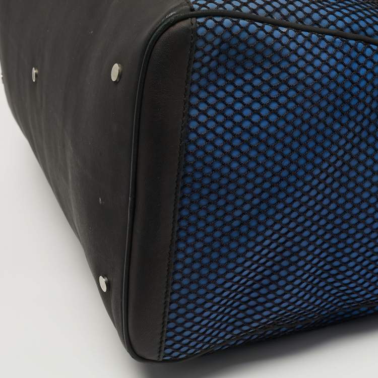 Pre Owned Balenciaga Squash Blue/Black Mesh Nylon and Leather Duffel Bag