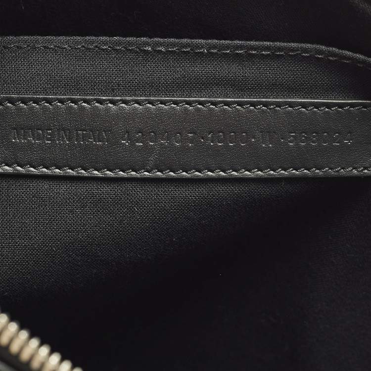 Pre Owned Balenciaga Navy Clip Black Canvas and Leather Zip Pouch 