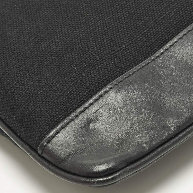 Pre Owned Balenciaga Navy Clip Black Canvas and Leather Zip Pouch 