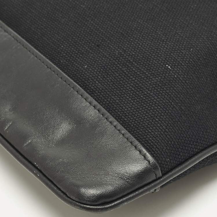 Pre Owned Balenciaga Navy Clip Black Canvas and Leather Zip Pouch 