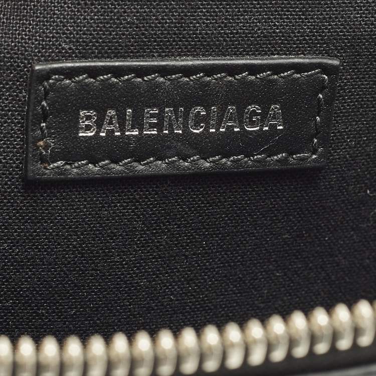 Pre Owned Balenciaga Navy Clip Black Canvas and Leather Zip Pouch 