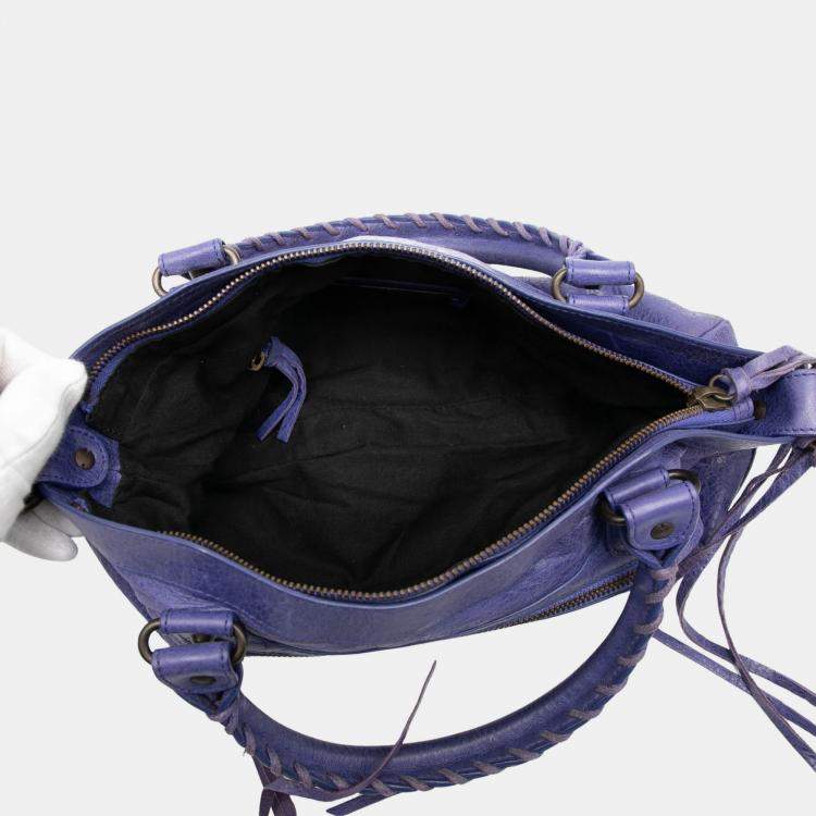 مملوكة مسبقًا Balenciaga Purple Lambskin Motocross Classic First Satchel