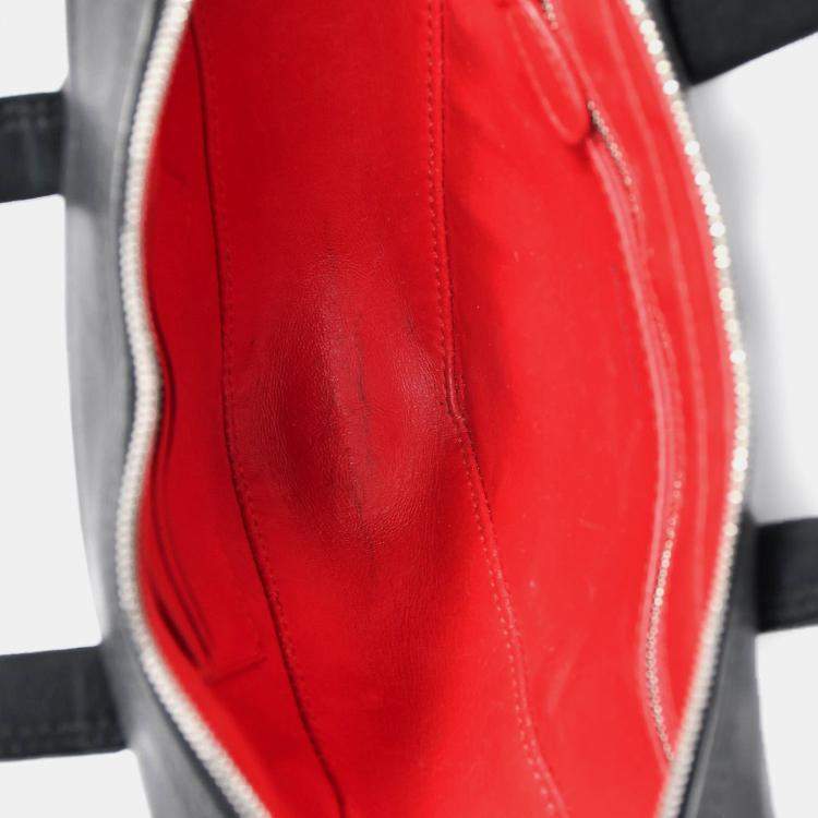 Pre Owned Balenciaga Black Leather Logo Triangle Top Handle Bag with Strap