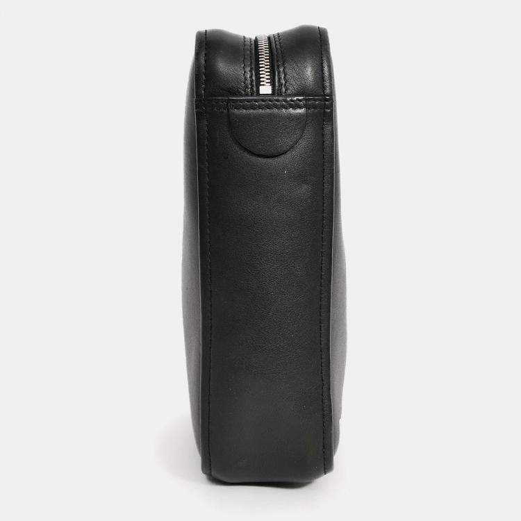 Pre Owned Balenciaga Black Leather Logo Triangle Top Handle Bag with Strap