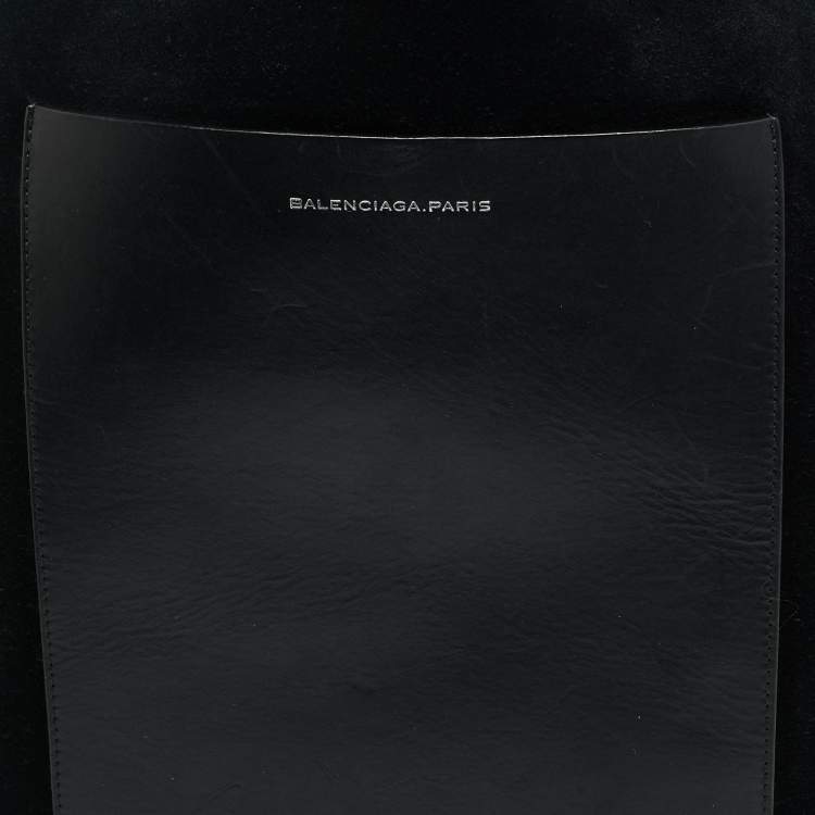 Pre Owned Balenciaga Pocket Black Leather and Suede Tote 