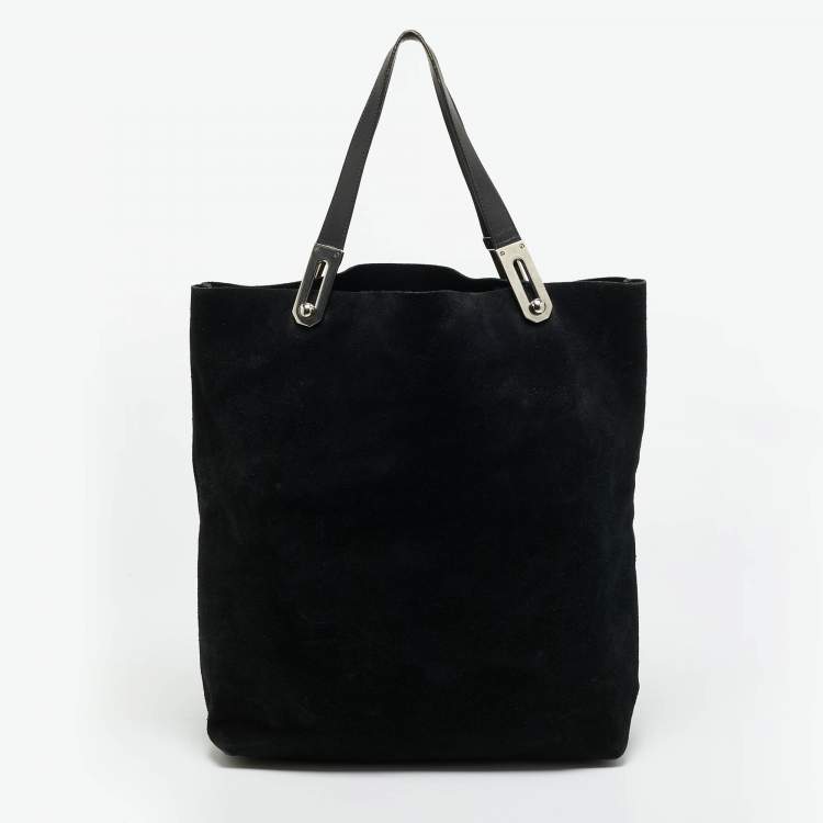 Pre Owned Balenciaga Pocket Black Leather and Suede Tote 