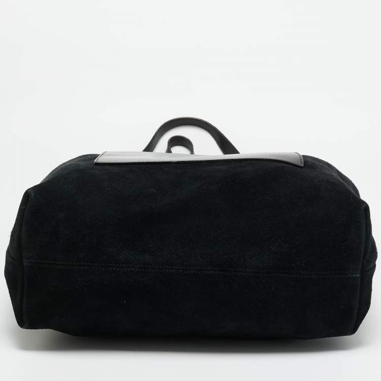 Pre Owned Balenciaga Pocket Black Leather and Suede Tote 
