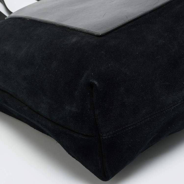 Pre Owned Balenciaga Pocket Black Leather and Suede Tote 