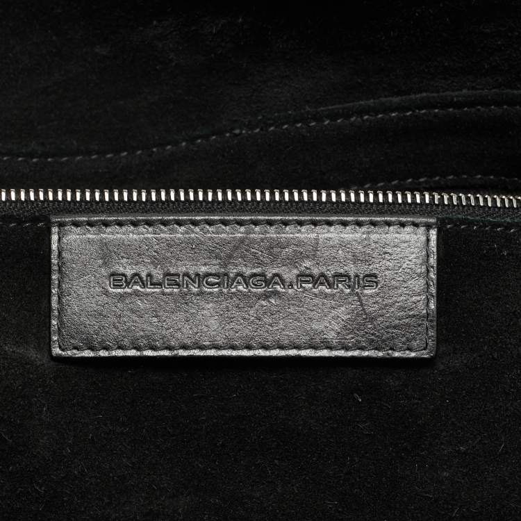 Pre Owned Balenciaga Pocket Black Leather and Suede Tote 