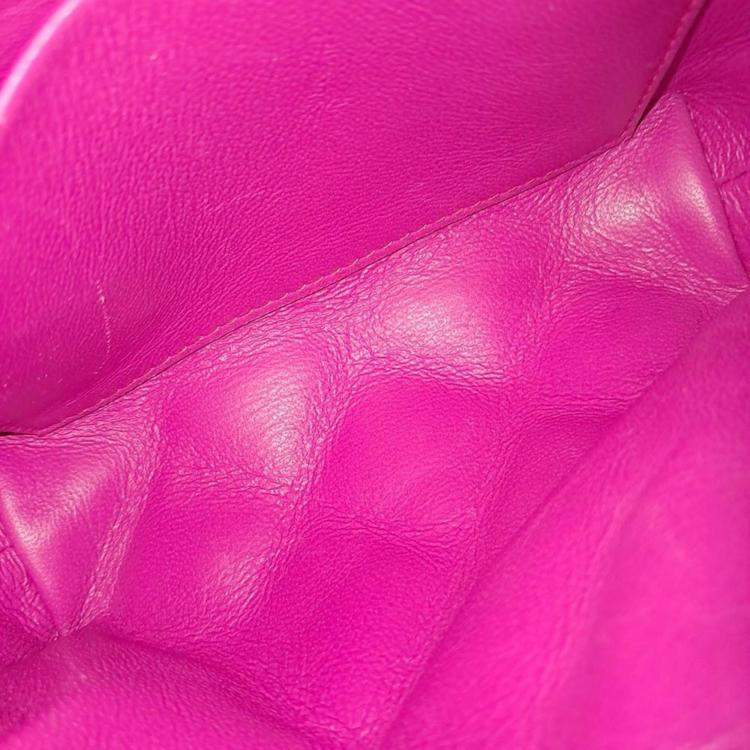 Pre Owned Balenciaga Pink Leather B Quilted Camera Crossbody Bag