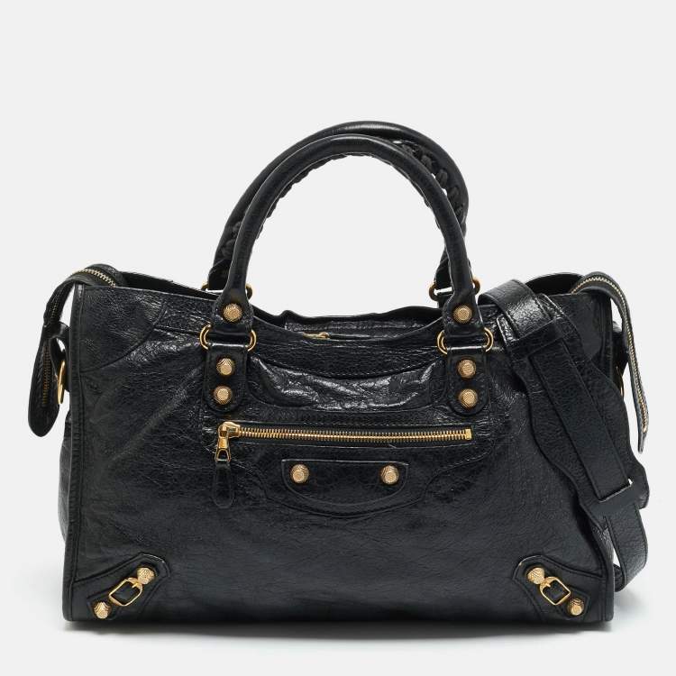 مملوكة مسبقًا Balenciaga Motorcycle City Black Leather Bag