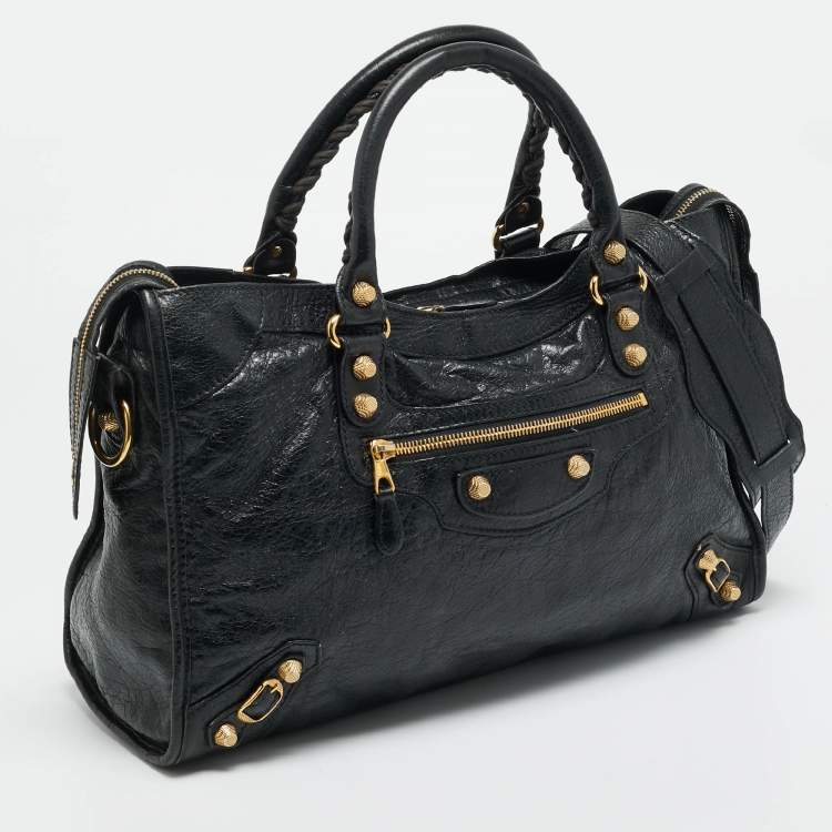 مملوكة مسبقًا Balenciaga Motorcycle City Black Leather Bag