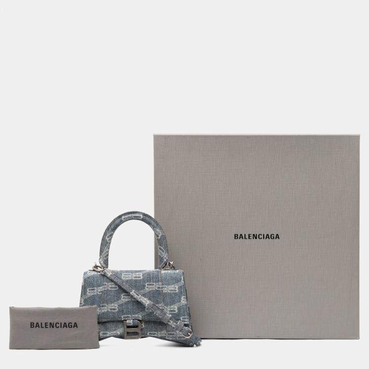 مملوكة مسبقًا Balenciaga Blue Small BB Monogram Denim Hourglass Top Handle Bag