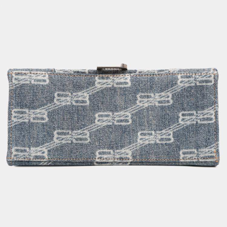 مملوكة مسبقًا Balenciaga Blue Small BB Monogram Denim Hourglass Top Handle Bag