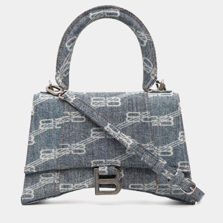 مملوكة مسبقًا Balenciaga Blue Small BB Monogram Denim Hourglass Top Handle Bag