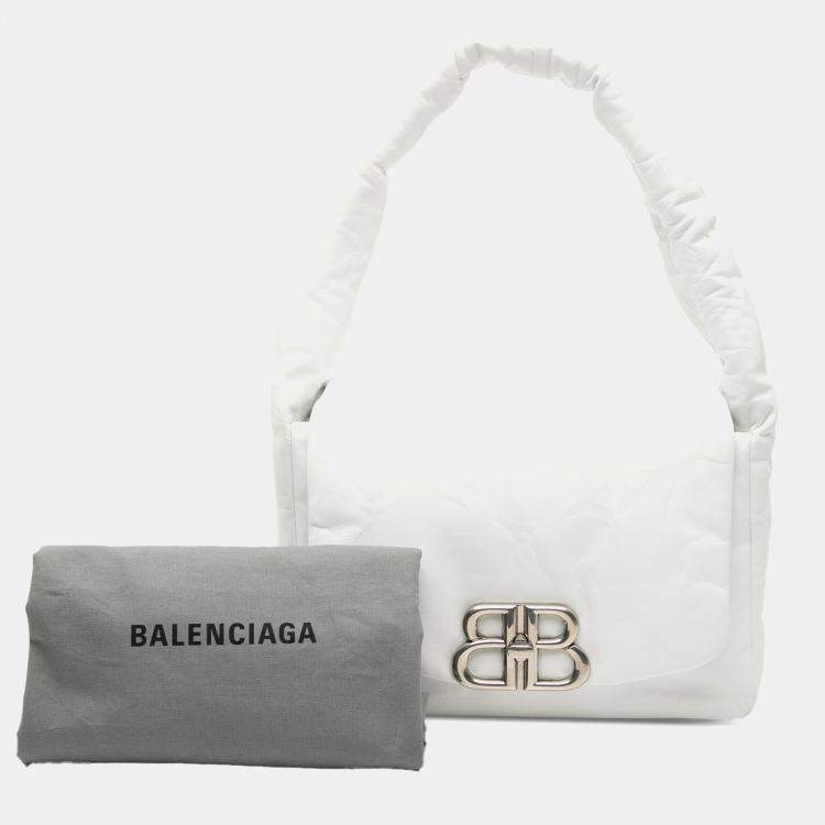 Pre Owned Balenciaga White Small Calfskin Monaco Sling Shoulder Bag