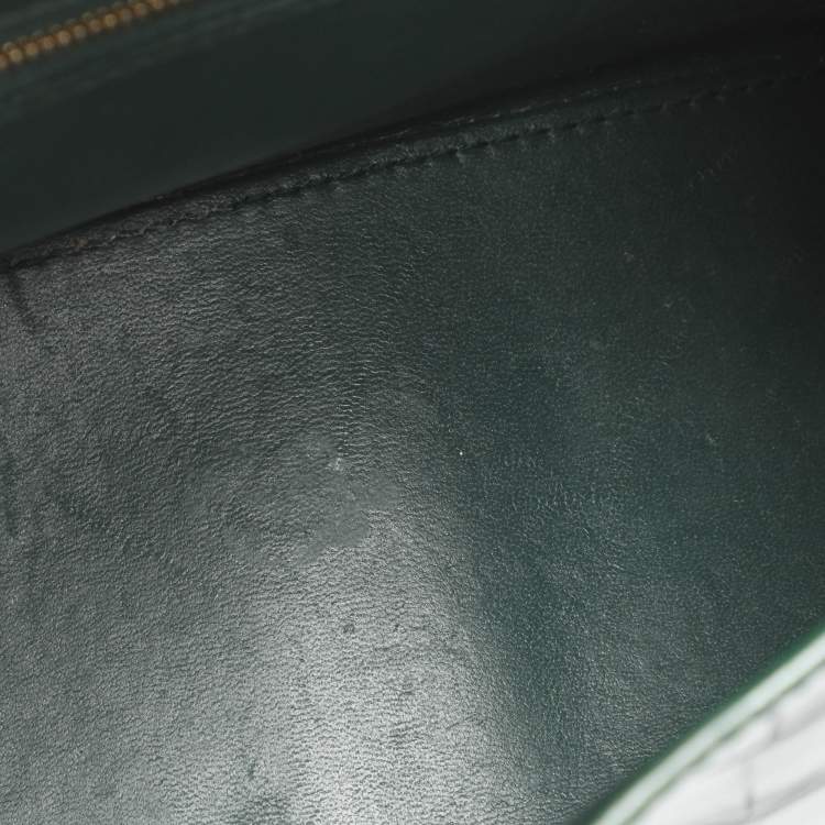 Pre Owned Balenciaga Hourglass Small Green Croc Embossed Leather Top Handle Bags