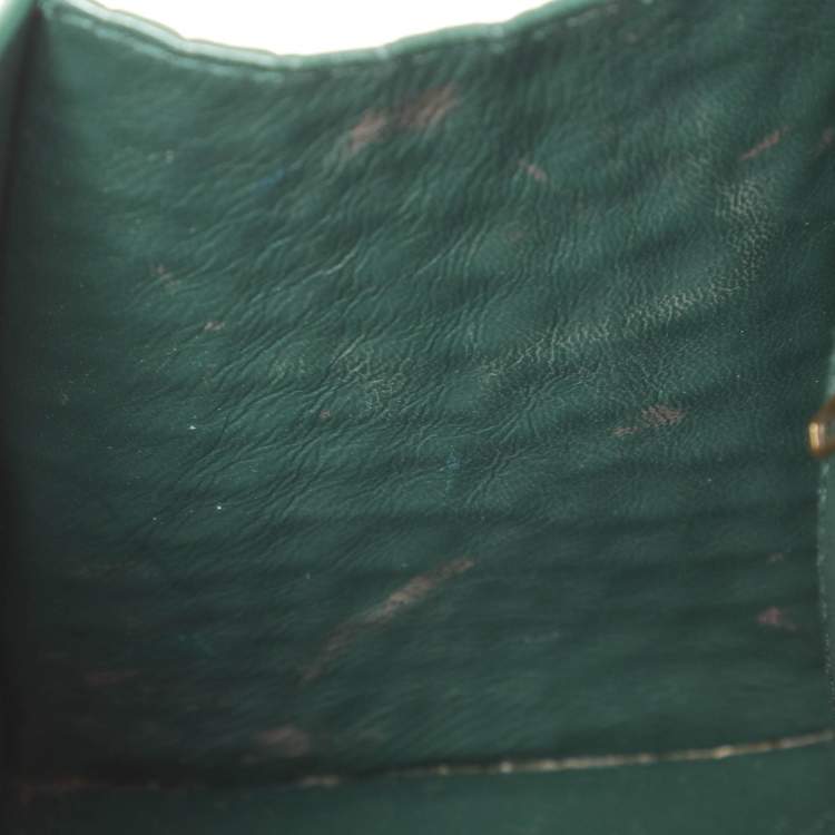 Pre Owned Balenciaga Hourglass Small Green Croc Embossed Leather Top Handle Bags