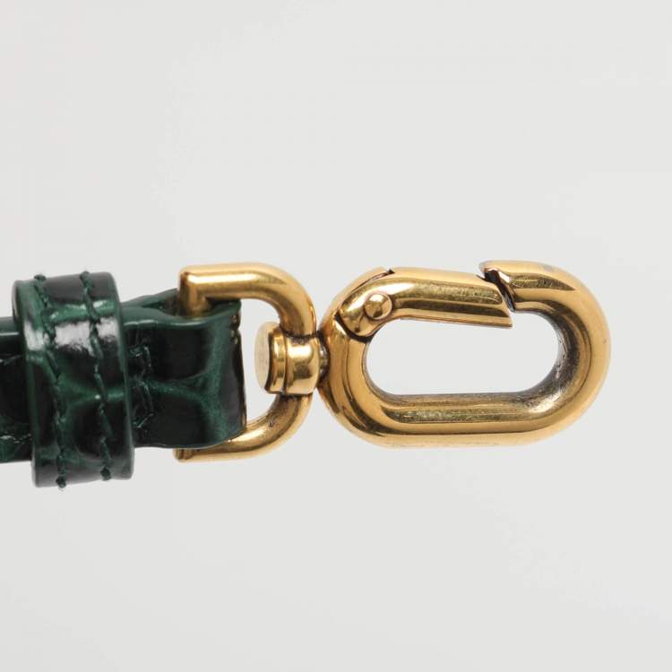 Pre Owned Balenciaga Hourglass Small Green Croc Embossed Leather Top Handle Bags