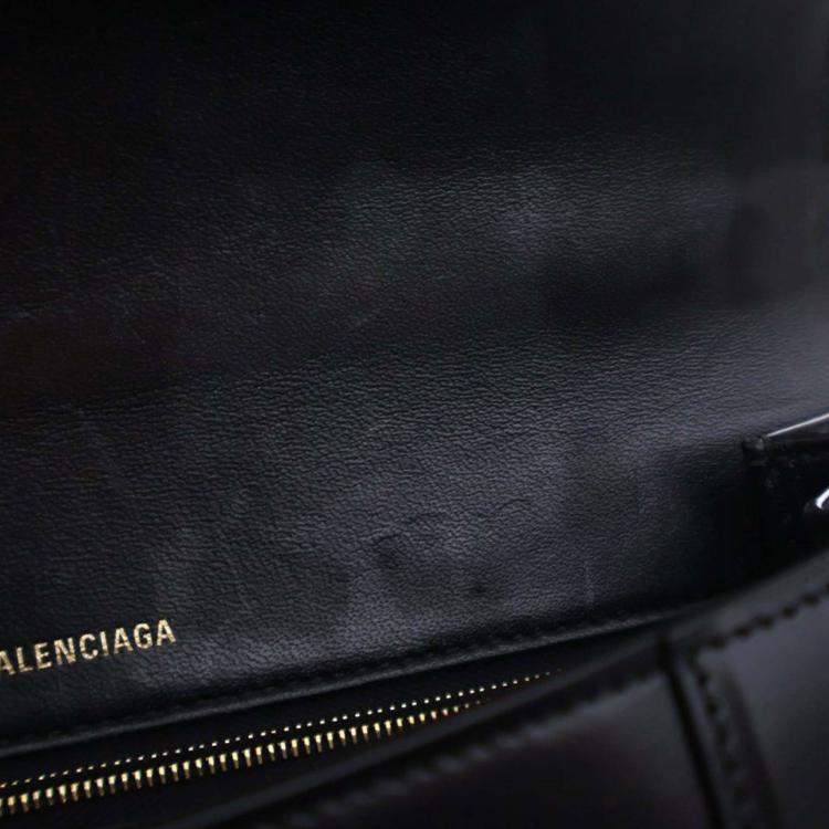 Pre Owned Balenciaga Black Medium Smooth Calfskin Hourglass Top Handle Bag