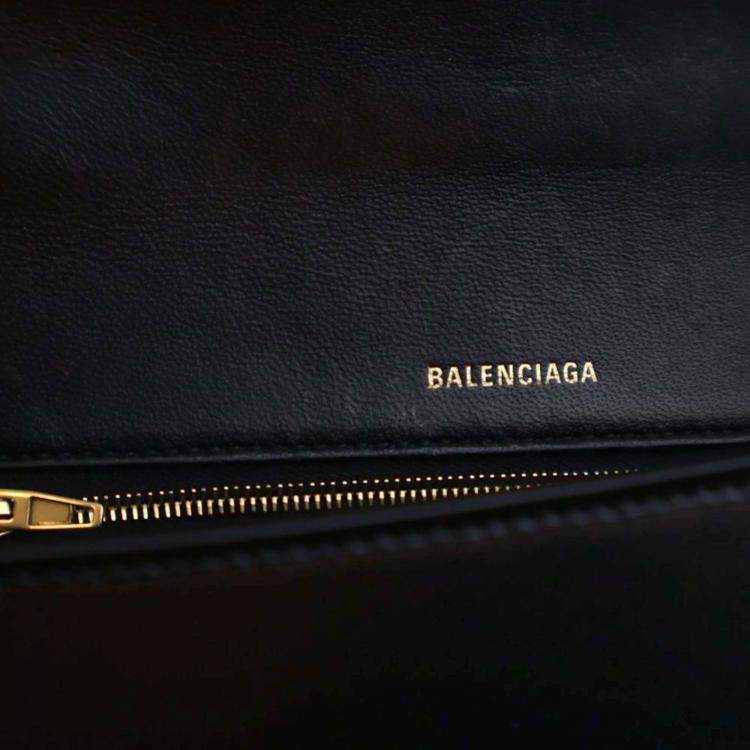 Pre Owned Balenciaga Black Medium Smooth Calfskin Hourglass Top Handle Bag