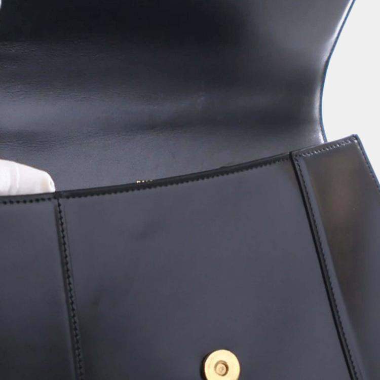 Pre Owned Balenciaga Black Medium Smooth Calfskin Hourglass Top Handle Bag