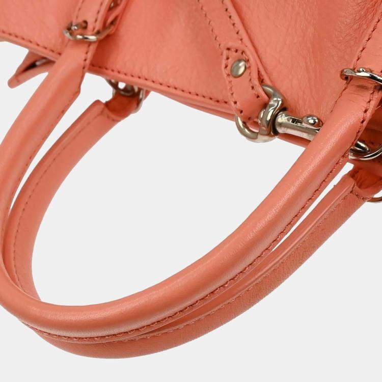 Pre Owned Balenciaga Salmon Pink Papier 2way Handbag