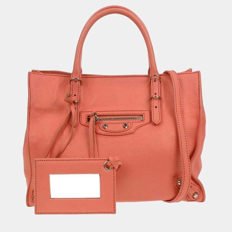 Pre Owned Balenciaga Salmon Pink Papier 2way Handbag