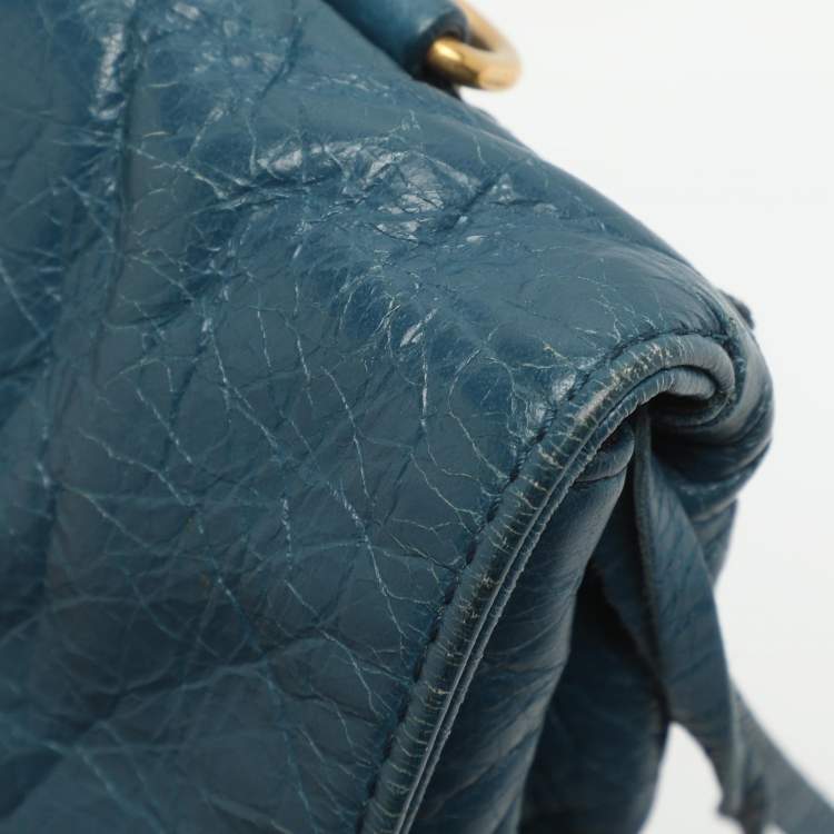 Pre Owned Balenciaga RH Envelope Blue Leather Strap Clutch