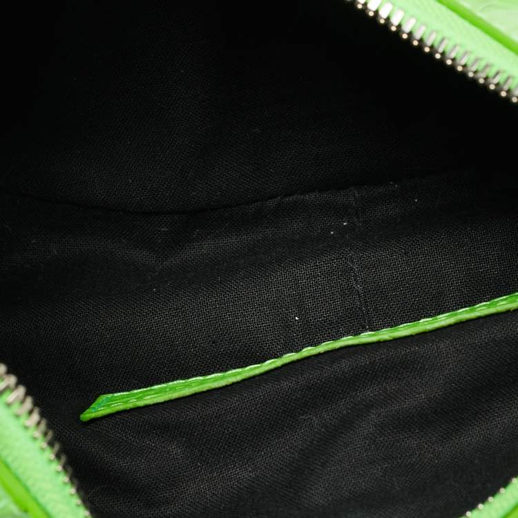 Pre Owned Balenciaga Le Cagole XS Green Croc Embossed Leather Shoulder Bag