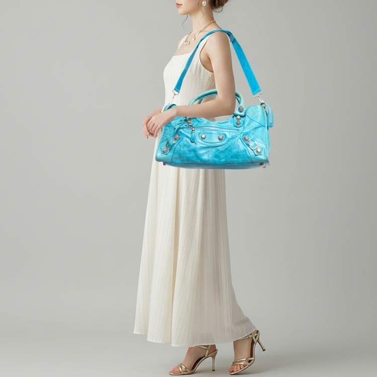 مملوكة مسبقًا Balenciaga SGH Part Time Light Blue Leather Tote