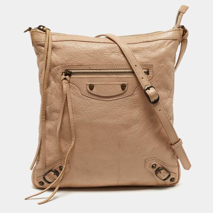 Pre Owned Balenciaga Classic Pink Leather Crossbody Bag