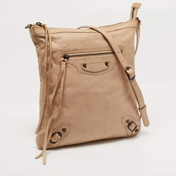 Pre Owned Balenciaga Classic Pink Leather Crossbody Bag