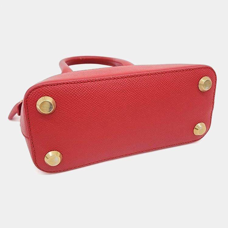 Pre Owned Balenciaga Red Leather Bill Top Handle Bag XXS