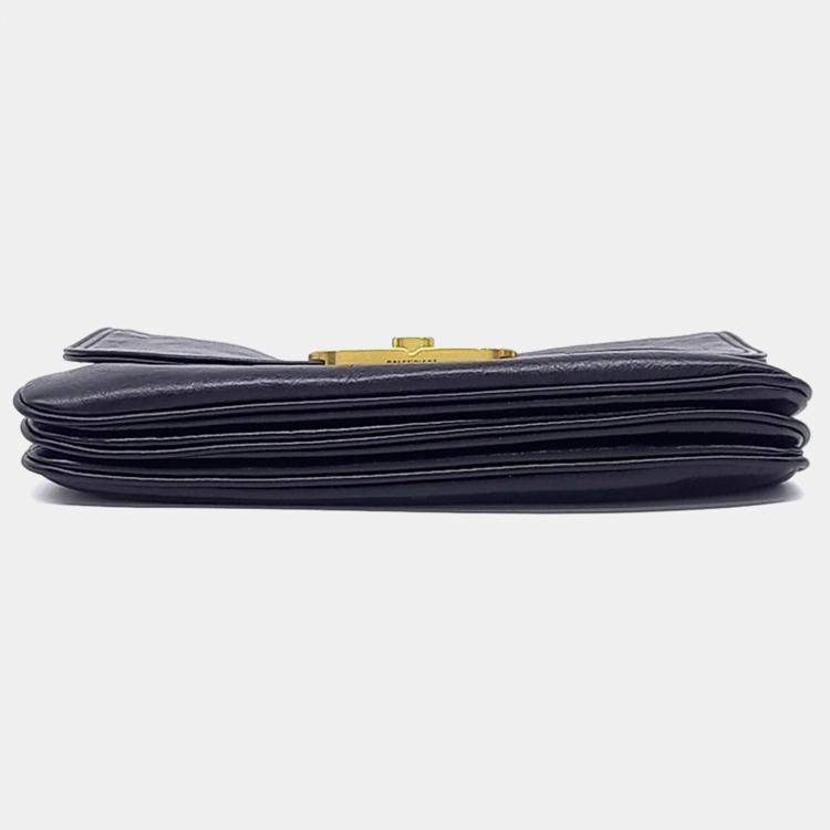 Pre Owned Balenciaga Black Leather Flap BB Softbag Small