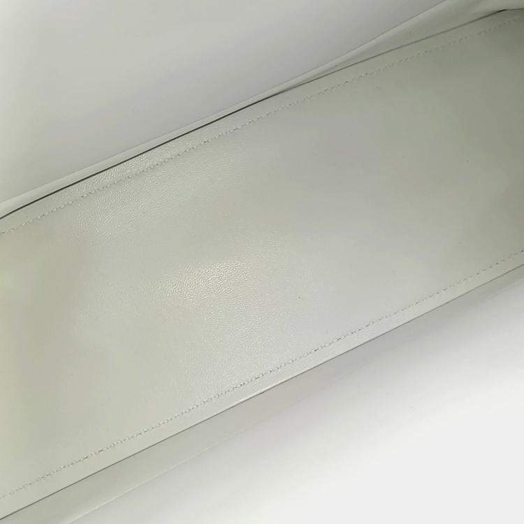 Pre Owned Balenciaga White Leather Crush Chain Bag Large