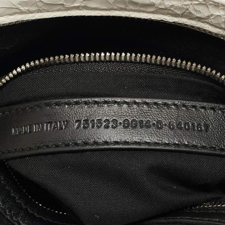 Pre Owned Balenciaga Neo Cagole City XS Off White Crackled Leather Bag