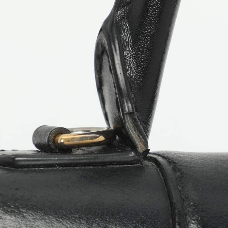 Pre Owned Balenciaga Hourglass Small Black Leather Top Handle Bag