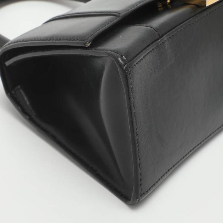 Pre Owned Balenciaga Hourglass Small Black Leather Top Handle Bag