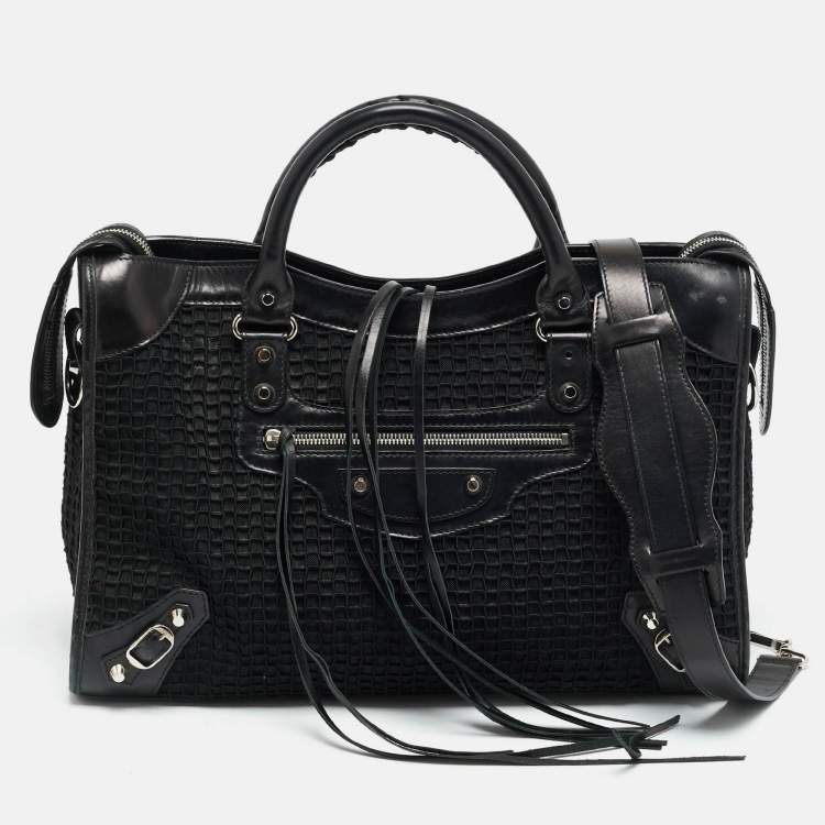 Pre Owned Balenciaga RH Classic City Black Leather and Mesh Bag
