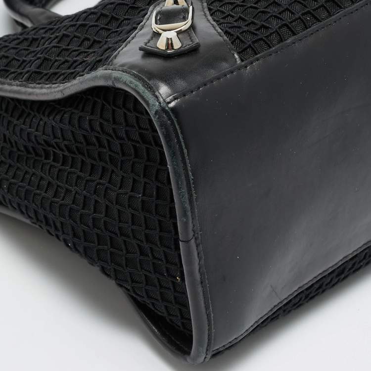 Pre Owned Balenciaga RH Classic City Black Leather and Mesh Bag