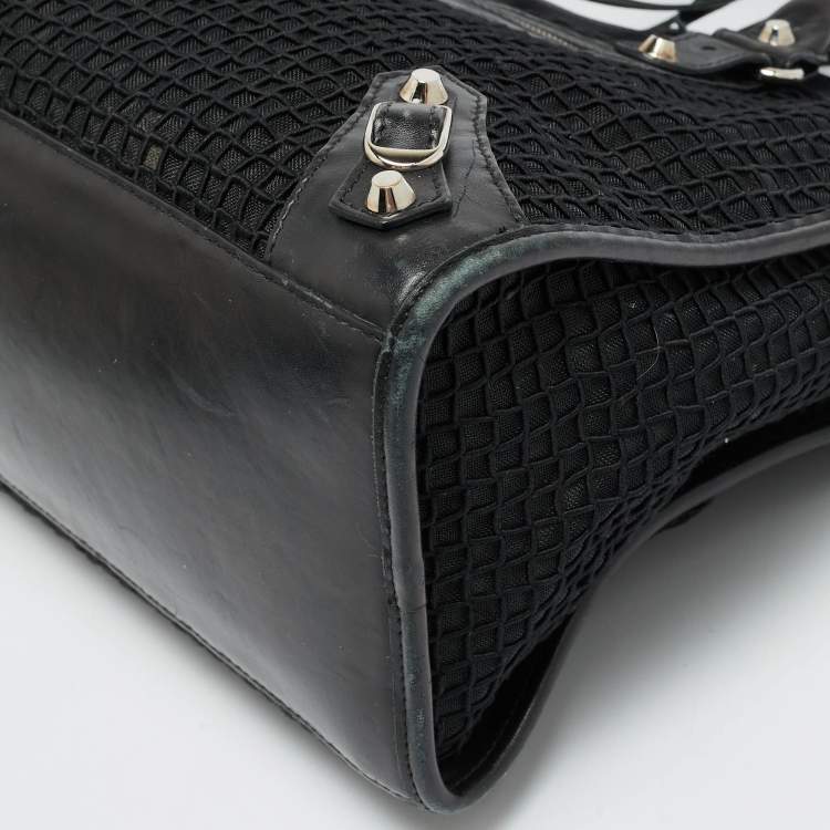Pre Owned Balenciaga RH Classic City Black Leather and Mesh Bag