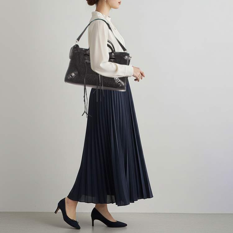 Pre Owned Balenciaga RH Classic City Black Leather and Mesh Bag