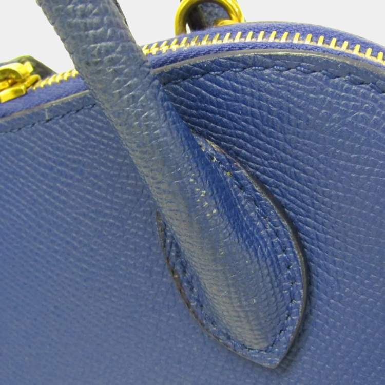 Pre Owned Balenciaga Ville Top Handle Xxs Leather Handbag Blue