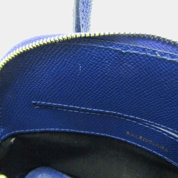 Pre Owned Balenciaga Ville Top Handle Xxs Leather Handbag Blue