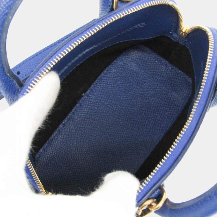 Pre Owned Balenciaga Ville Top Handle Xxs Leather Handbag Blue
