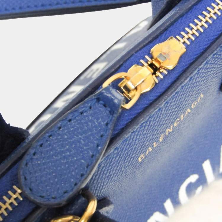 Pre Owned Balenciaga Ville Top Handle Xxs Leather Handbag Blue
