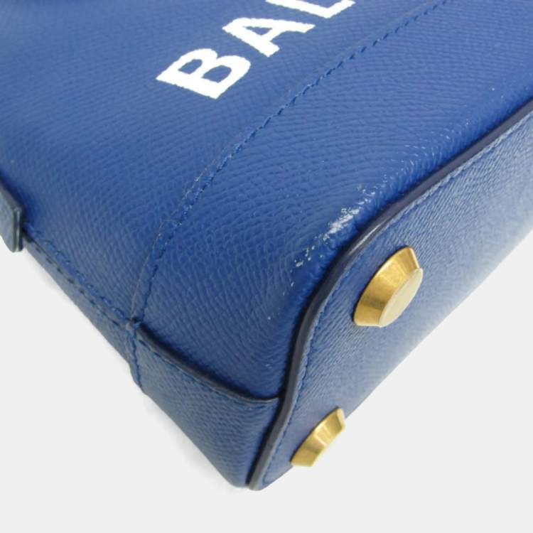 Pre Owned Balenciaga Ville Top Handle Xxs Leather Handbag Blue